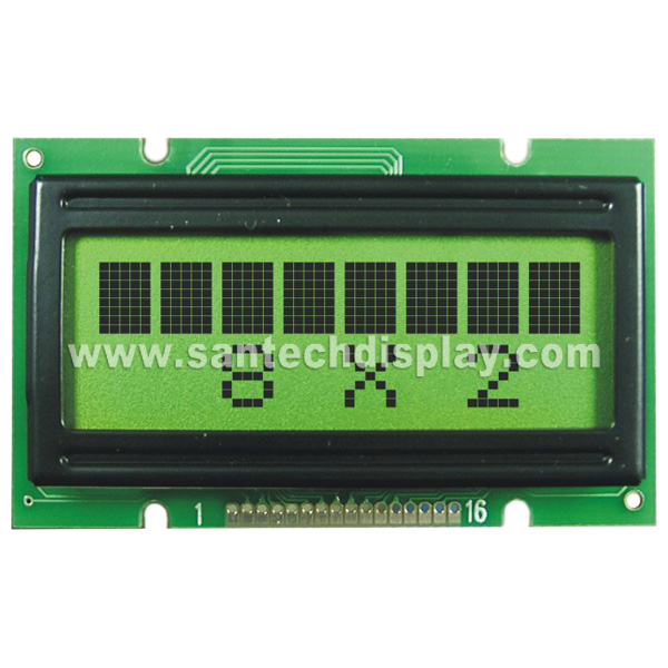 8 x 2 Character LCD Module with Yellow and Green L