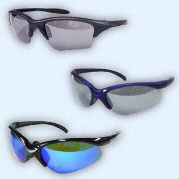 Semi-Rimless Sports Sunglasses with Plastic Lens 