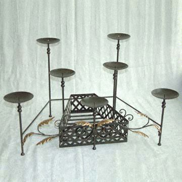 Metal Candle Holders with Weaving Tray 