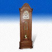 Analog Floor Clock with Carved Top Frame 