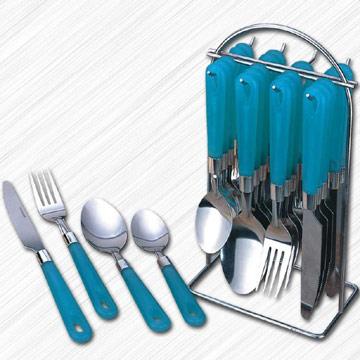 24pcs Flatware Set with Plastic Handle