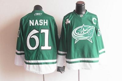 NHL Columbus Blue Jackets St Pattys Day #61 Rick NaSh Green Jersey