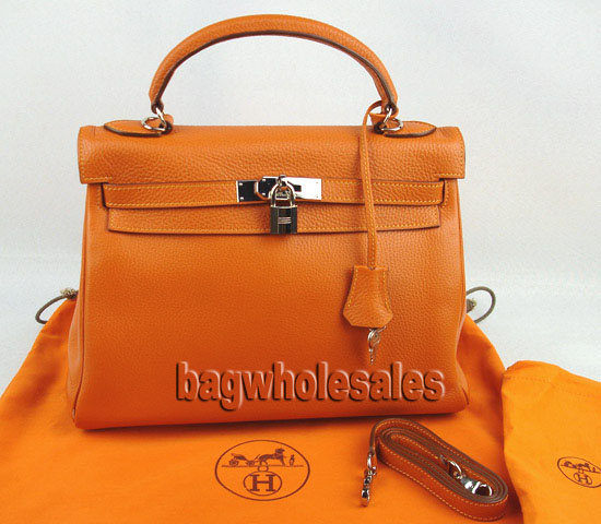 Hermes orange Kelly bag 1043 32cm