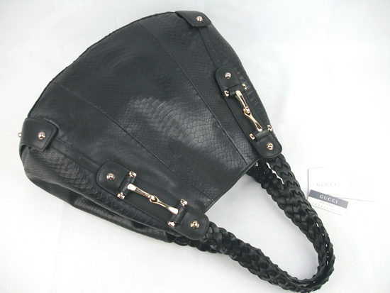 black snakeskin leather handbag 137627