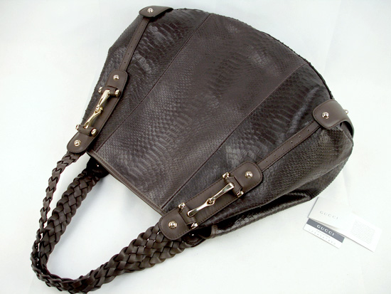 coffee snakeskin leather handbag 137626