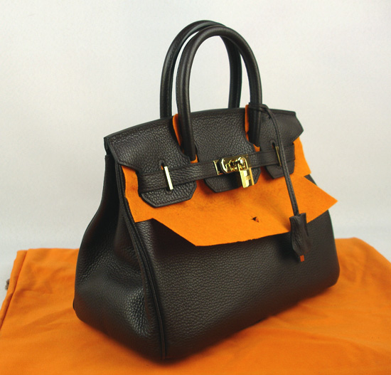 Hermes dark coffee Birkin handbag 1041 30cm