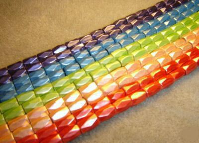 Magnetic colored 18 face tube beads
