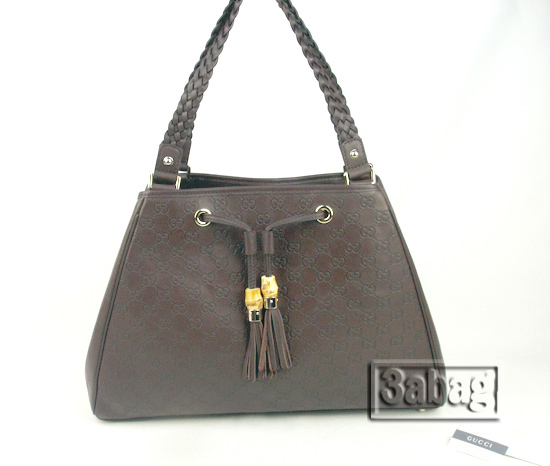 dark coffee monogram leather handbag 170207