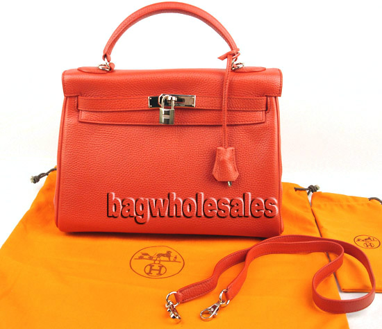 Hermes red Kelly bag 1043 32cm