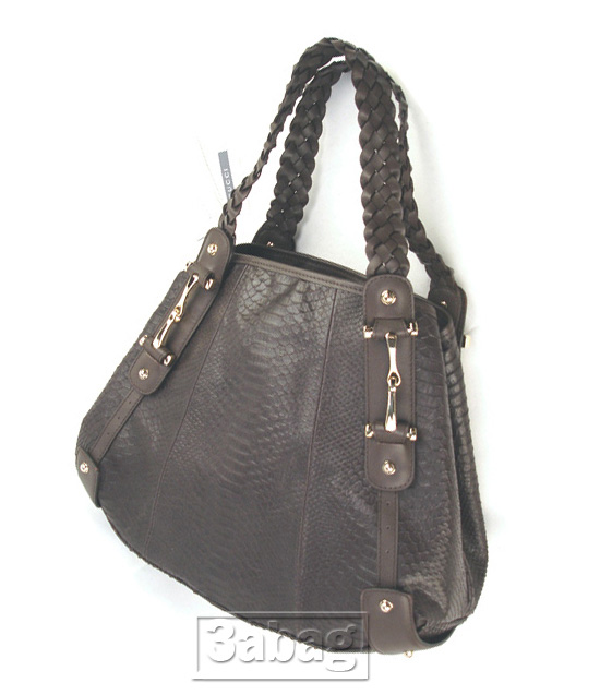 coffee snakeskin texture leather handbag