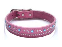 Pink Leather Dog Collar