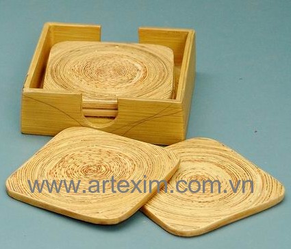 Bamboo Coaster, Lacquer Coaster, pressed bamboo Co