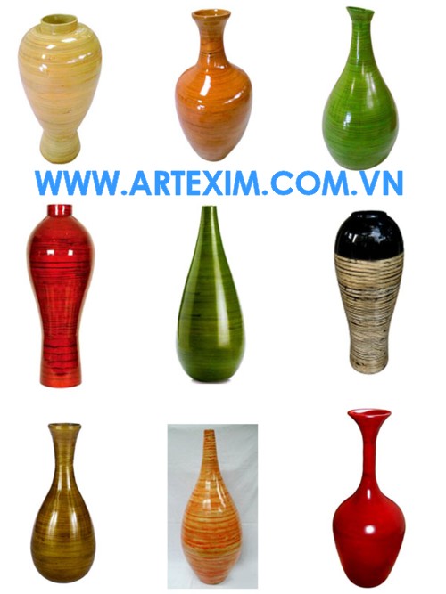 Bamboo Vase, Lacquer vase, pressed bamboo vase, co