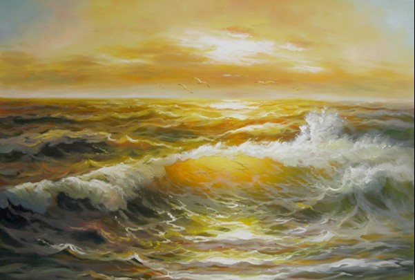 Handmade canvas waves paintings high quality