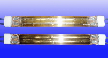 Gold reflector twin tube of infrared heating lamps