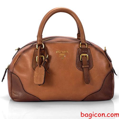 Prada Antic Cervo Boston Bag 8720 Coffee