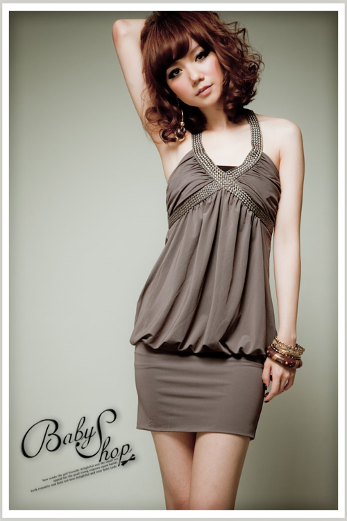 wholesale Korean fashion brown cheap dress