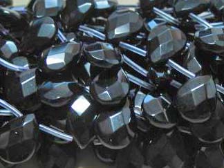 gembead,black stone, faceted biolette 8x12mm