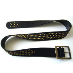 Black Leather Studded Belt