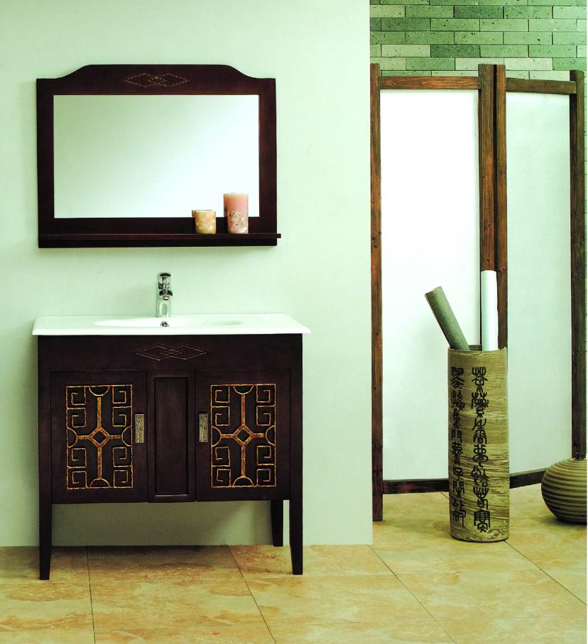 Hardwood bathroom cabinet