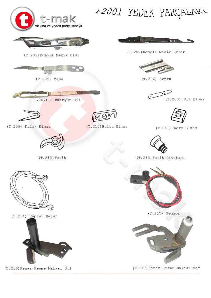 SULZER F2001 RAPIER SPARE PARTS