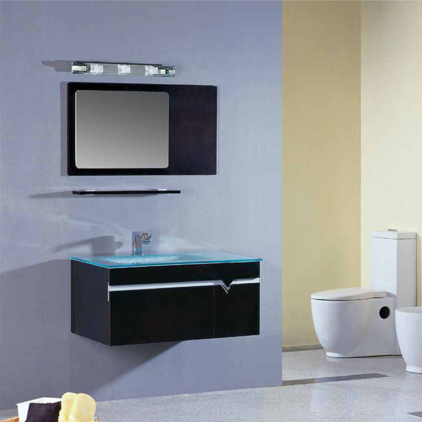 Glass Basin with Bathroom Cabinet