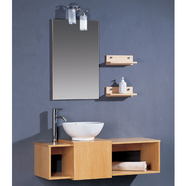 Ceramic basin with bathroom cabinet