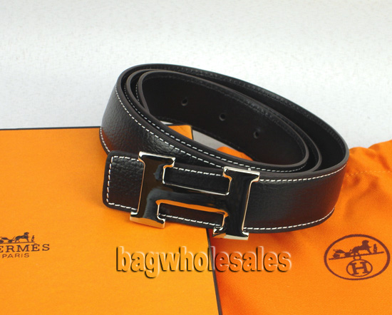 Hermes black leather belt HR1002