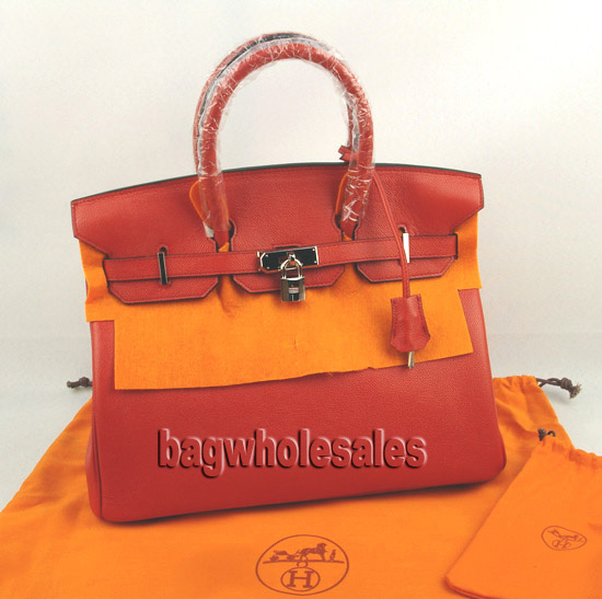 Hermes red Birkin Handbag 1041 35CM