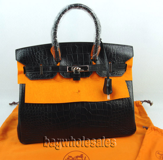 Hermes black Birkin crocodile handbag 1041 35cm