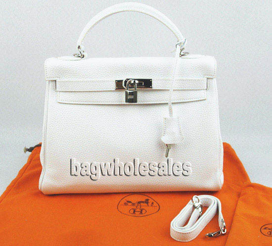 Hermes white Kelly handbag 1043 32cm