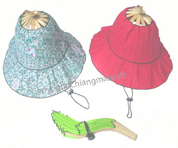 Bamboo and cotton folding fanhats