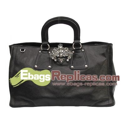 Prada Bags Fake Designer Bags Prada Spazzolato Shopping Tote Handbags Black BN1908