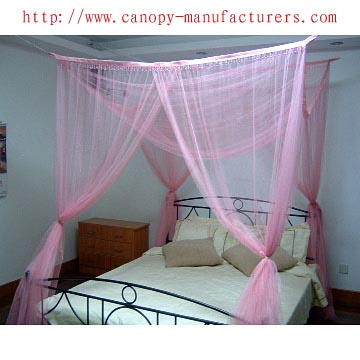 Square Bed Canopy with Fringe Beads