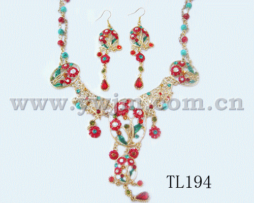 fashion alloy czech stone and enamel necklaces