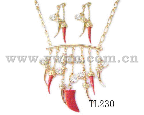 fashion alloy czech stone and enamel necklace set