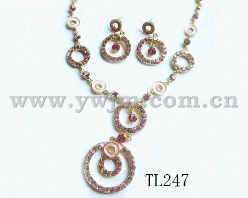 fashion alloy czech stone and enamel necklace set