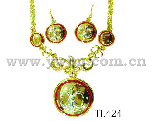 fashion alloy czech stone and enamel necklace set