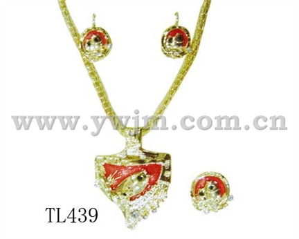 fashion alloy czech stone and enamel necklace set