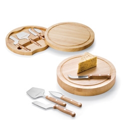 wooden cutting board with cutter