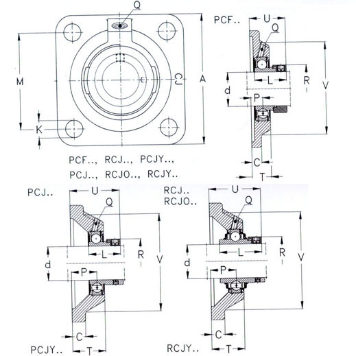 Square flanged units, cast iron