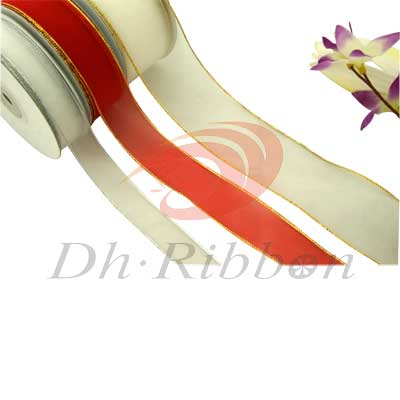 Nylon Sheer Ribbon With Metallic Edge