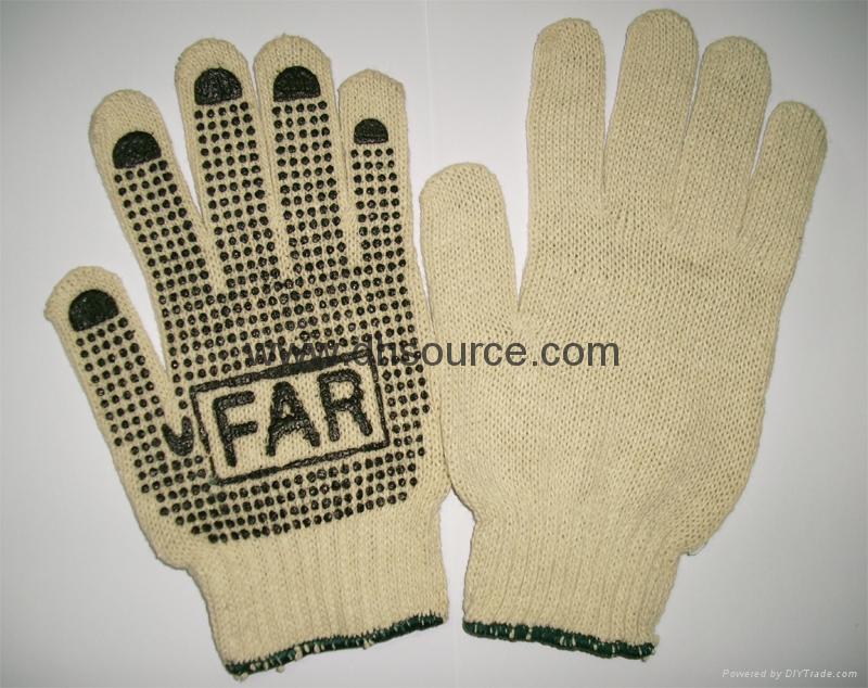 pvc dot with LOGO on palm gloves