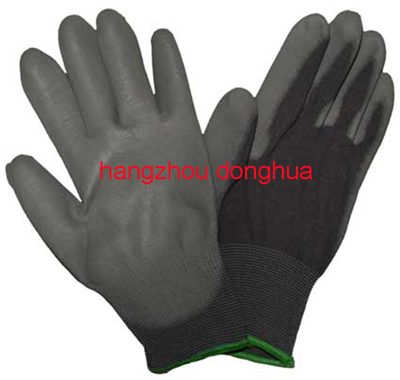 Black nylon with grey PU gloves