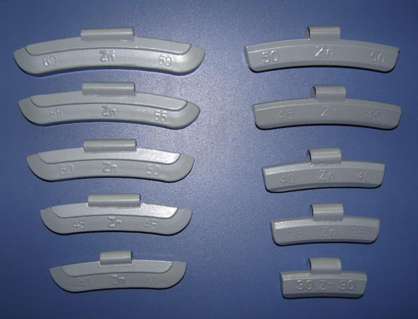 Zinc clip on wheel weights