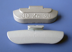 Zinc clip on wheel weights for steel wheels