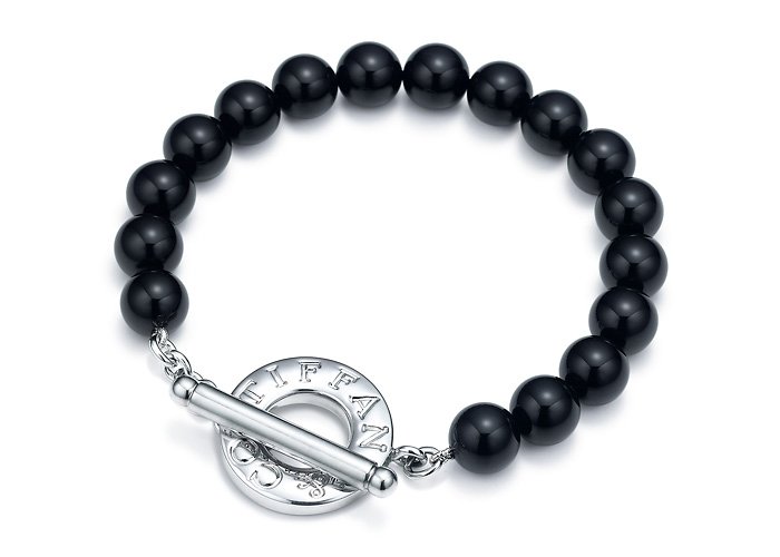 Tiffany Toggle bracelet.Black onyx beads