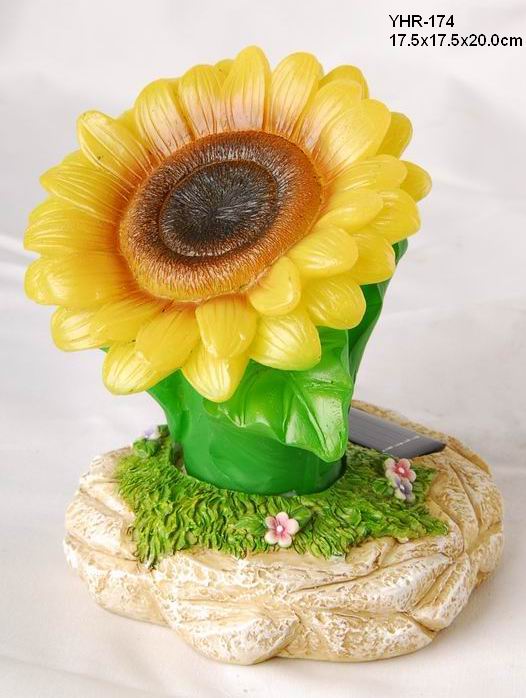 Polyresin Sunflower with Solar Light