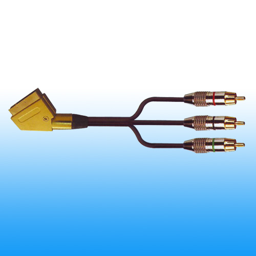 Gold Metal Scart Male To Male Cable