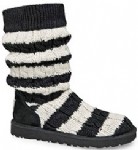 Womens Classic Tall Stripe Cable Knit black and cream